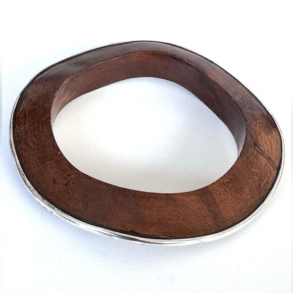 Silpada B1662 Wavy Rosewood & Sterling Silver Bangle Bracelet Retired - Picture 1 of 5